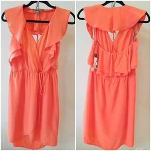 NWT 100% Silk Charlie Jade Dress Coral Orange XS